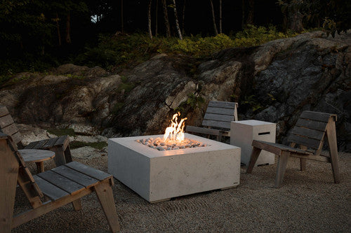 ALEA 40 Square Outdoor Fire Feature, 40" Concrete Fire Pit, 65K–90K BTU, Modern Patio Fire Pit