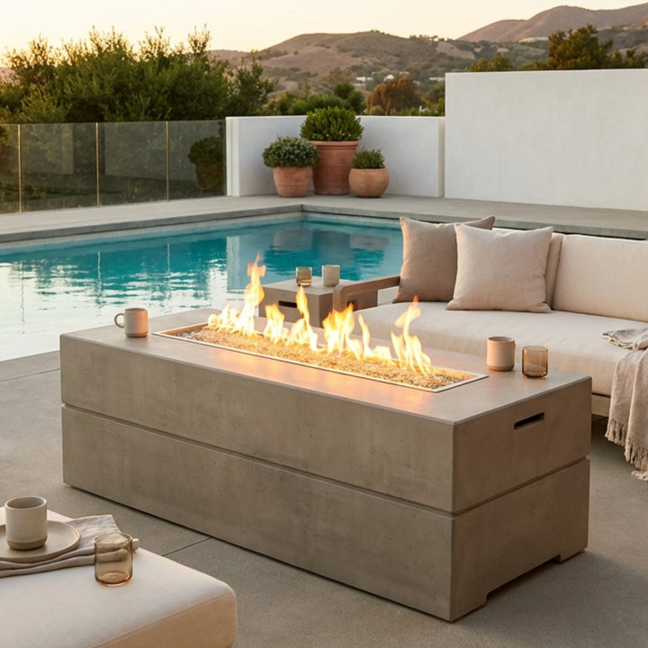 American Fyre Designs - Milan Tall Linear - Dining Height Firetable