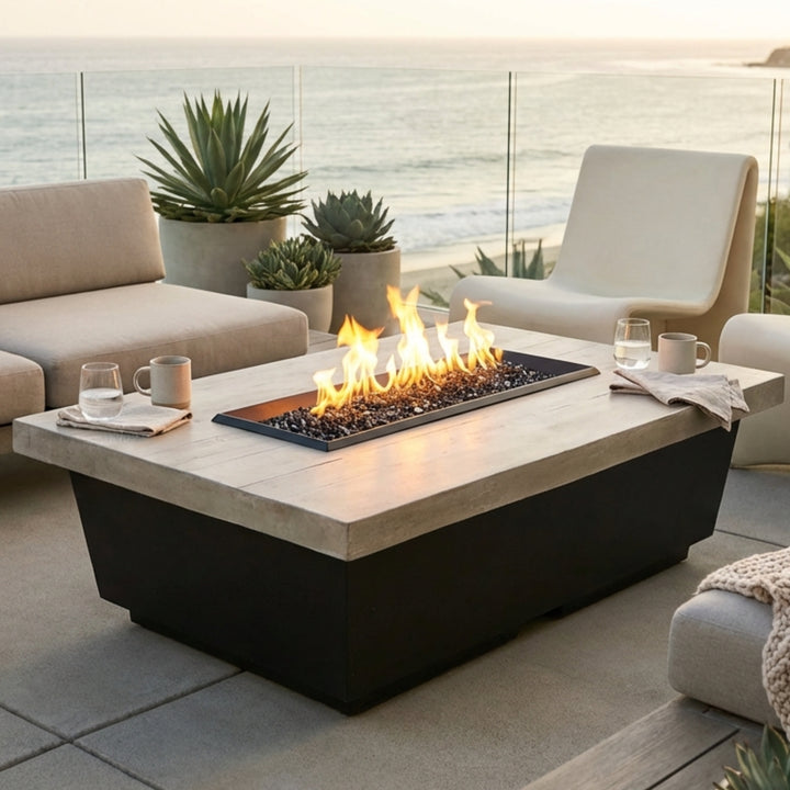 American Fyre Designs - Reclaimed Wood Contempo Rectangle - Lounge Height Firetable