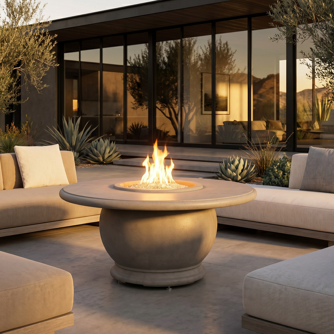 American Fyre Designs - Amphora with Concrete Top - Chat Height Firetable