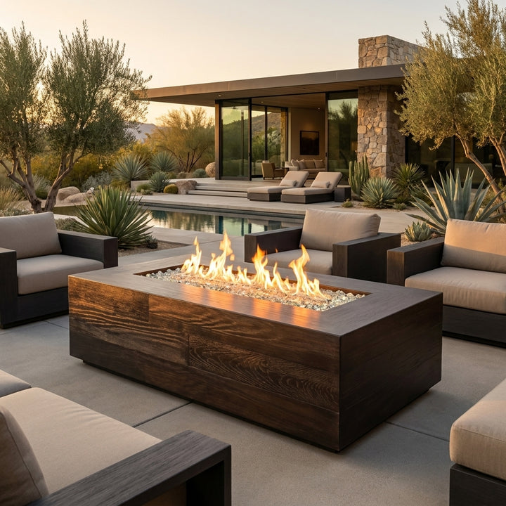 Archpot Aspen Rectangle Fire Table