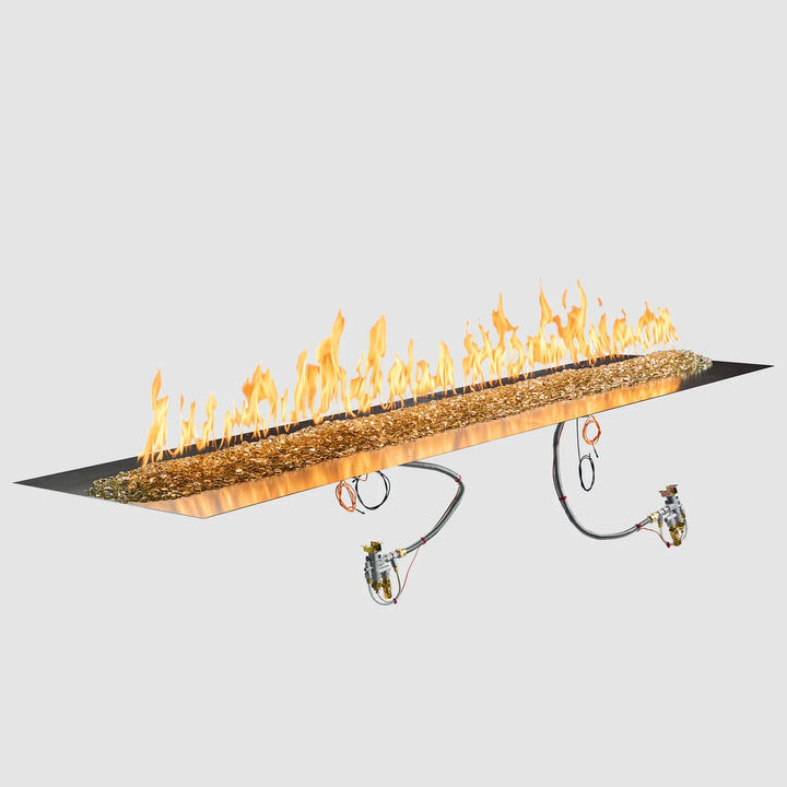 Outdoor Greatroom - 120" x 24" Crystal Fire Plus Linear Gas Fire Pit Burner Plate