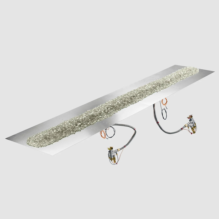 Outdoor Greatroom - 120" x 24" Crystal Fire Plus Linear Gas Fire Pit Burner Plate