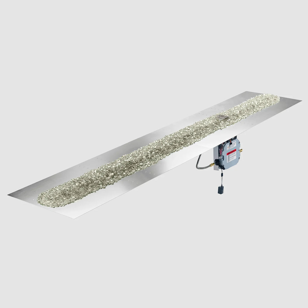 Outdoor Greatroom - 120" x 24" Crystal Fire Plus Linear Gas Fire Pit Burner Plate