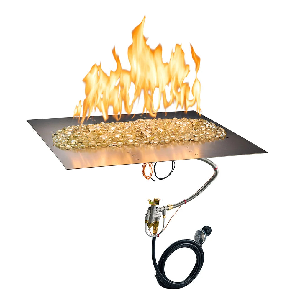Outdoor Greatroom - 24" x 24" Crystal Fire Plus Linear Gas Fire Pit Burner Plate