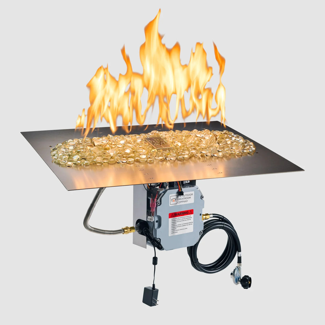 Outdoor Greatroom - 108" x 24" Crystal Fire Plus Linear Gas Fire Pit Burner Plate