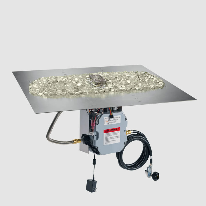 Outdoor Greatroom - 108" x 24" Crystal Fire Plus Linear Gas Fire Pit Burner Plate