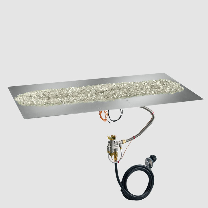 Outdoor Greatroom - 42" x 24"  Crystal Fire Plus Linear Gas Fire Pit Burner Plate with Control
