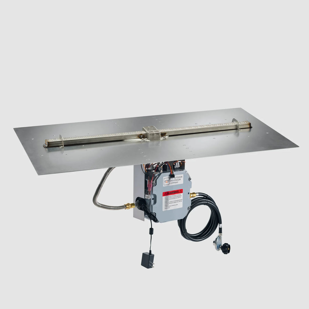 Outdoor Greatroom - 42" x 24"  Crystal Fire Plus Linear Gas Fire Pit Burner Plate with Control