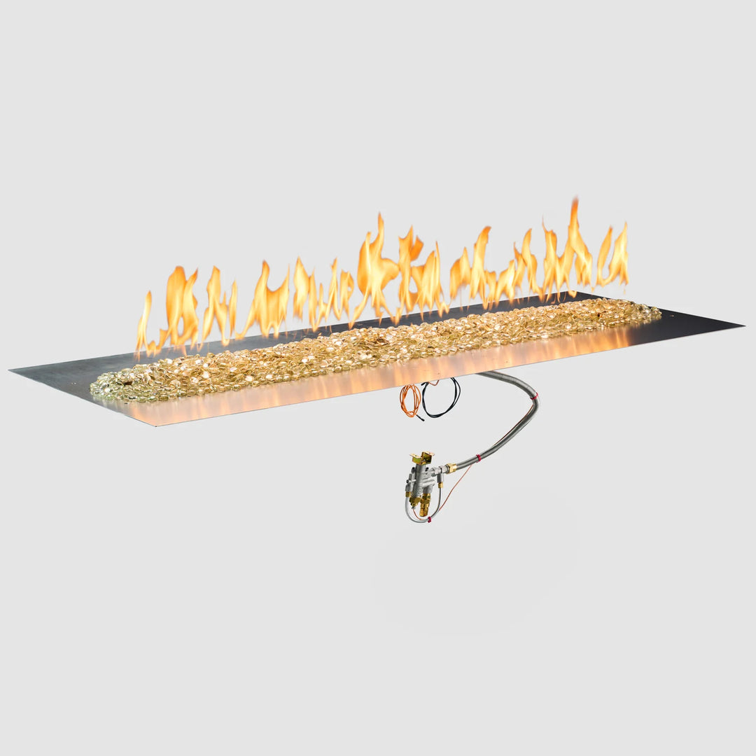 Outdoor Greatroom - 24" x 64" Crystal Fire® Plus Linear Gas Fire Pit Burner Plate with Control Panel