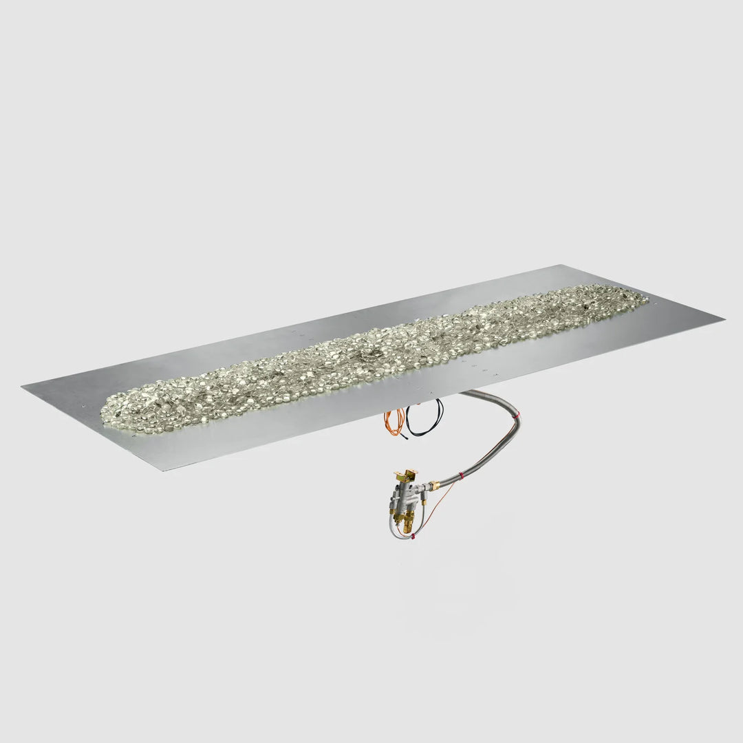 Outdoor Greatroom - 24" x 64" Crystal Fire® Plus Linear Gas Fire Pit Burner Plate with Control Panel