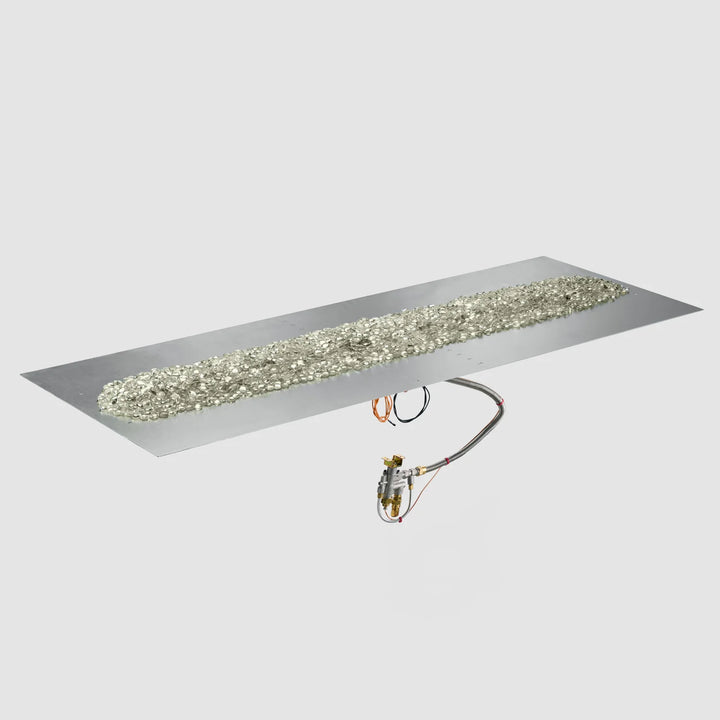 Outdoor Greatroom - 24" x 64" Crystal Fire® Plus Linear Gas Fire Pit Burner Plate with Control Panel