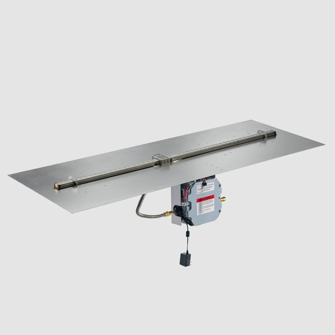 Outdoor Greatroom - 24" x 64" Crystal Fire® Plus Linear Gas Fire Pit Burner Plate with Control Panel