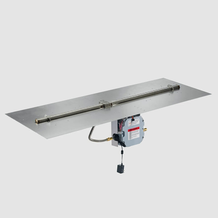 Outdoor Greatroom - 24" x 64" Crystal Fire® Plus Linear Gas Fire Pit Burner Plate with Control Panel