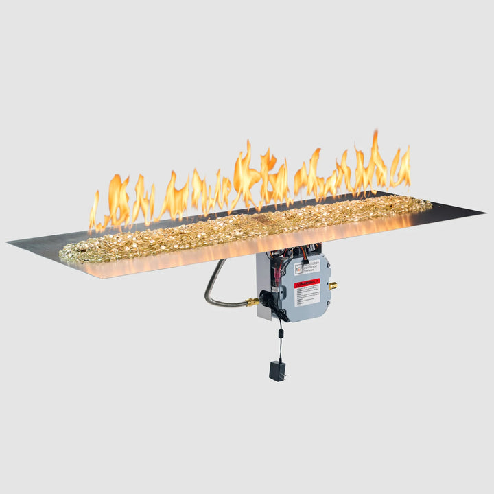 Outdoor Greatroom - 24" x 64" Crystal Fire® Plus Linear Gas Fire Pit Burner Plate with Control Panel