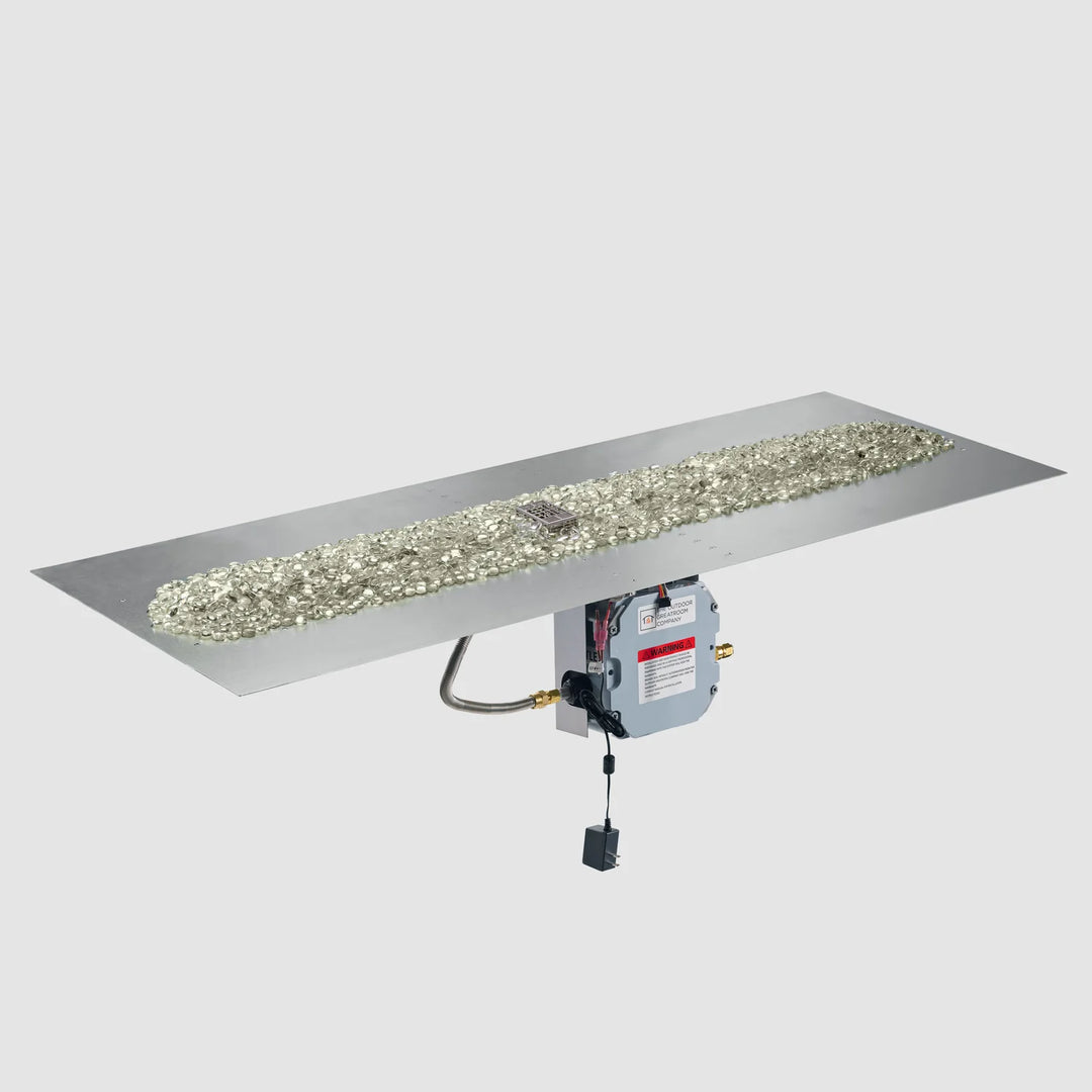Outdoor Greatroom - 24" x 64" Crystal Fire® Plus Linear Gas Fire Pit Burner Plate with Control Panel