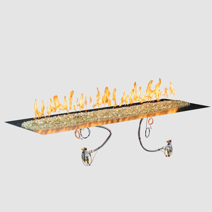 Outdoor Greatroom - 84" x 24" Crystal Fire Plus Linear Gas Fire Pit Burner Plate with Control