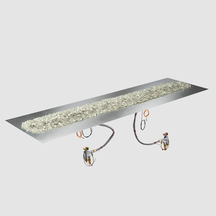 Outdoor Greatroom - 96" x 24" Crystal Fire Plus Linear Gas Fire Pit Burner Plate with Control