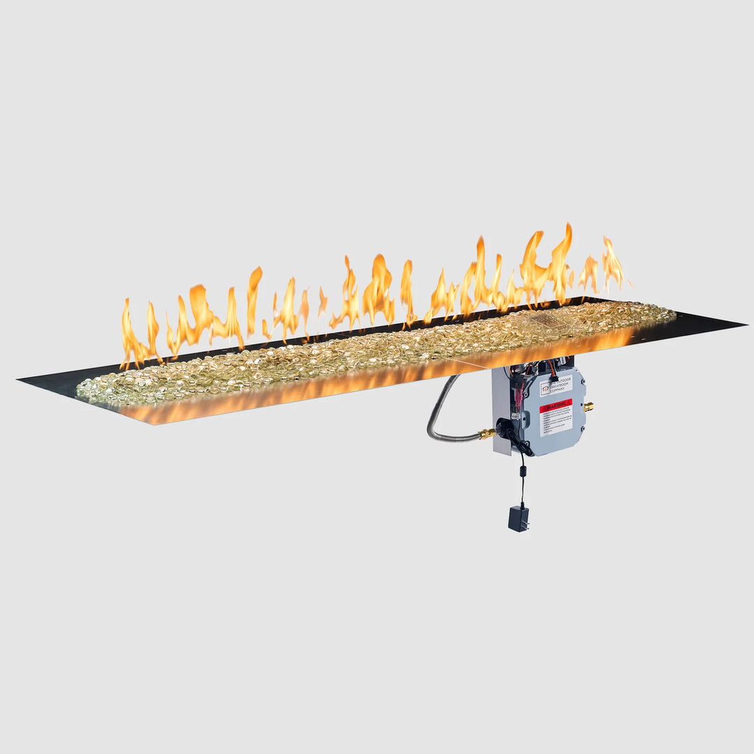 Outdoor Greatroom - 96" x 24" Crystal Fire Plus Linear Gas Fire Pit Burner Plate with Control