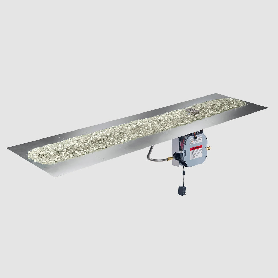 Outdoor Greatroom - 96" x 24" Crystal Fire Plus Linear Gas Fire Pit Burner Plate with Control