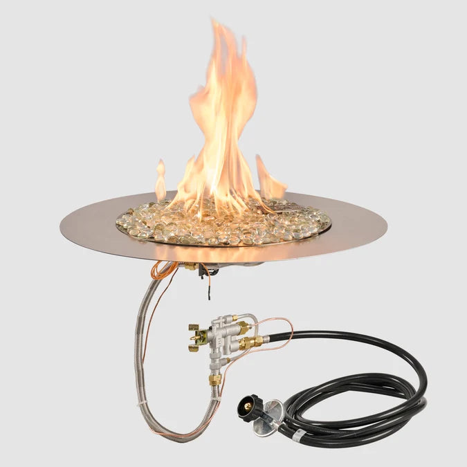Outdoor Greatroom - 24" Round Crystal Fire Plus Gas Burner Insert and Plate Kit
