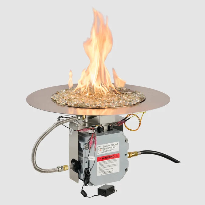 Outdoor Greatroom - 24" Round Crystal Fire Plus Gas Burner Insert and Plate Kit