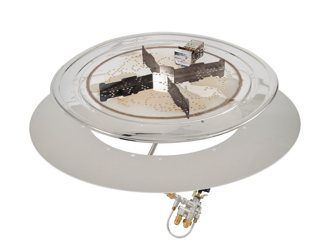 Outdoor Greatroom - 36" Round Crystal Fire Plus Gas Burner Insert and Plate Kit