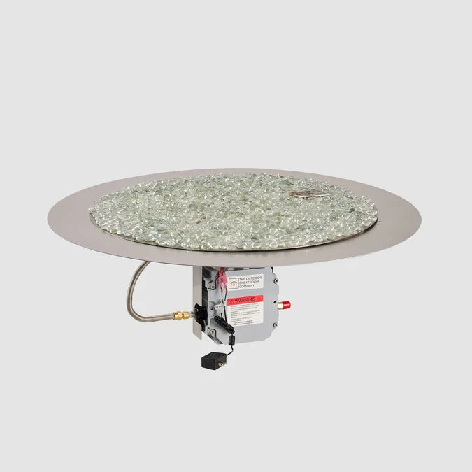 Outdoor Greatroom - 36" Round Crystal Fire Plus Gas Burner Insert and Plate Kit