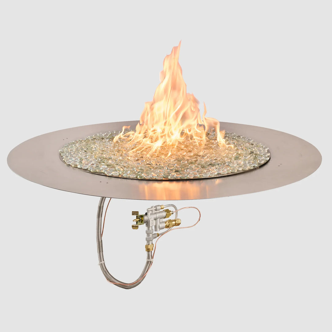 Outdoor Greatroom - 42" Round Crystal Fire Plus Gas Burner Insert and Plate Kit