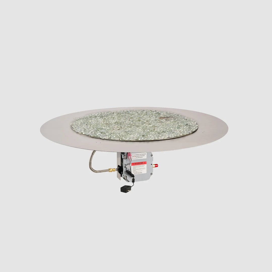 Outdoor Greatroom - 42" Round Crystal Fire Plus Gas Burner Insert and Plate Kit