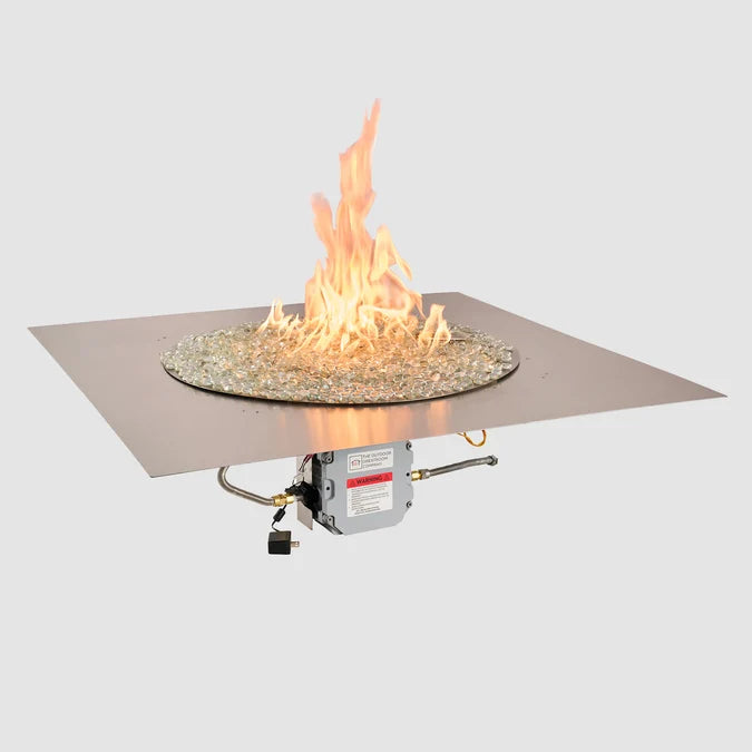 Outdoor Greatroom - 36" x 36" Square Crystal Fire Plus Gas Burner Insert and Plate Kit