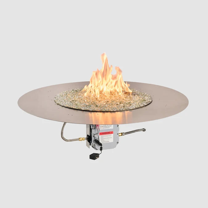 Outdoor Greatroom - 36" Round Crystal Fire Plus Gas Burner Insert and Plate Kit