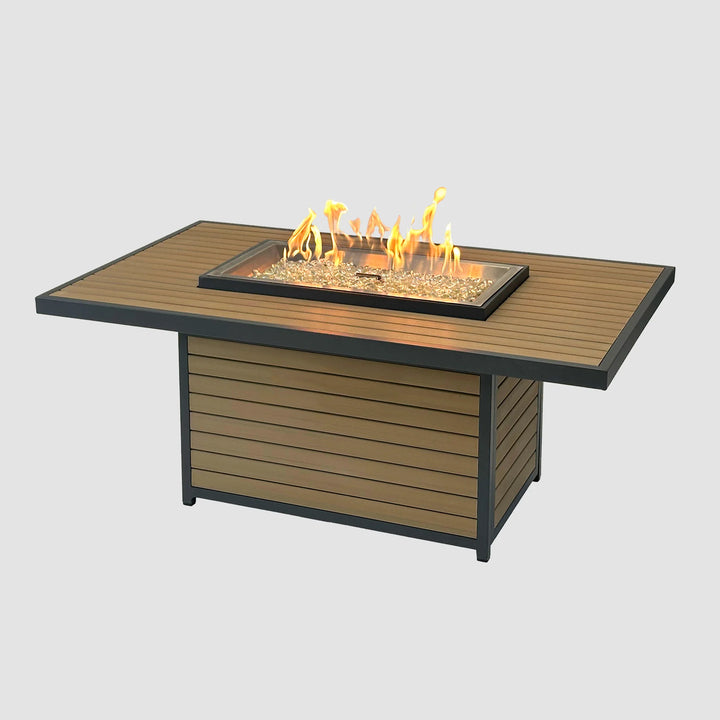 Brooks Rectangular Light Tan Gas Fire Pit Table