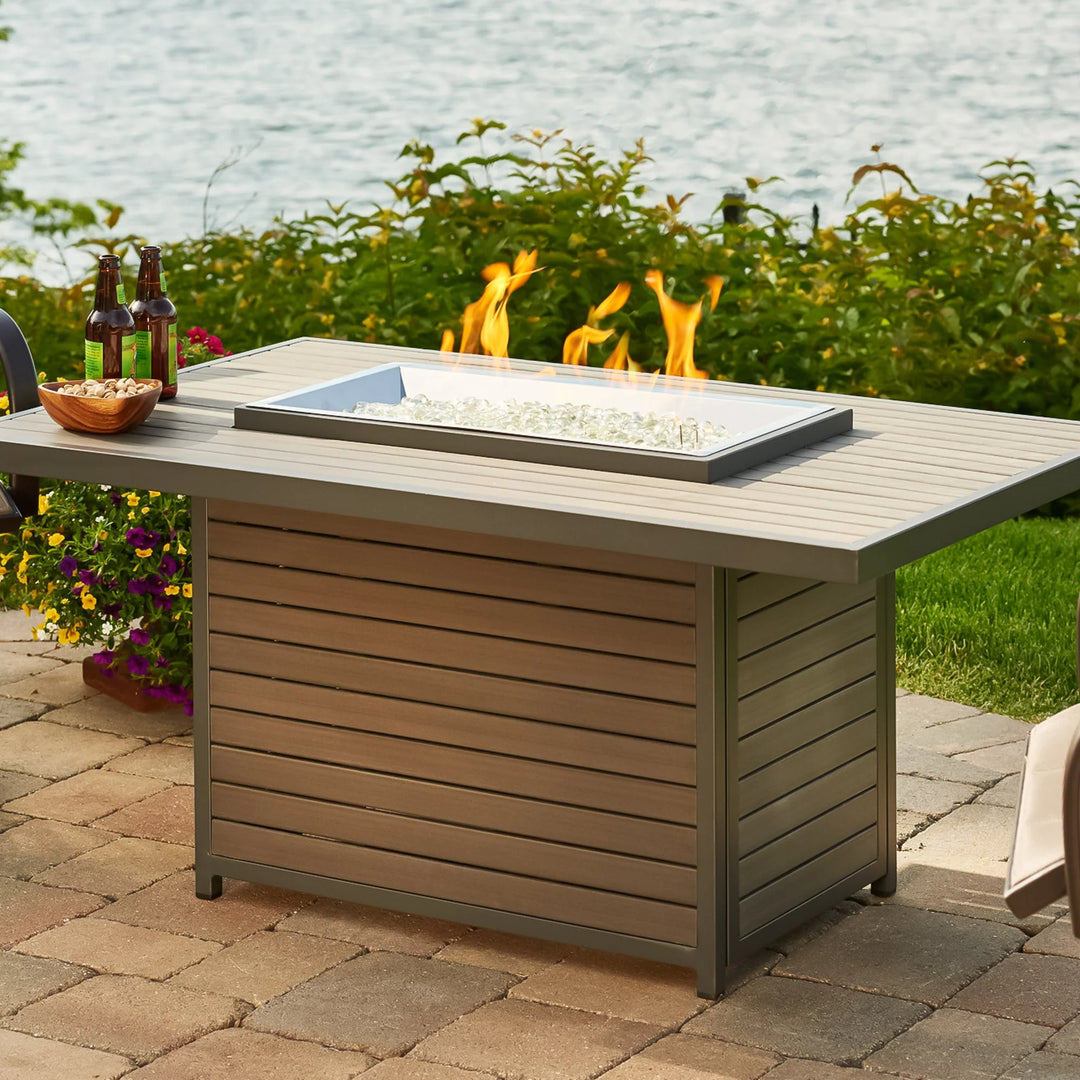 Brooks Rectangular Taupe Gas Fire Pit Table