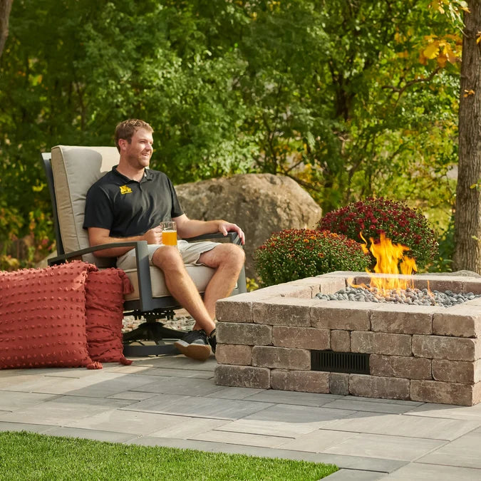Outdoor GreatRoom Bronson Block 51.25" Square Gas Fire Pit Kit