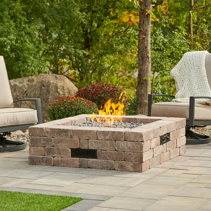 Outdoor GreatRoom Bronson Block 51.25" Square Gas Fire Pit Kit
