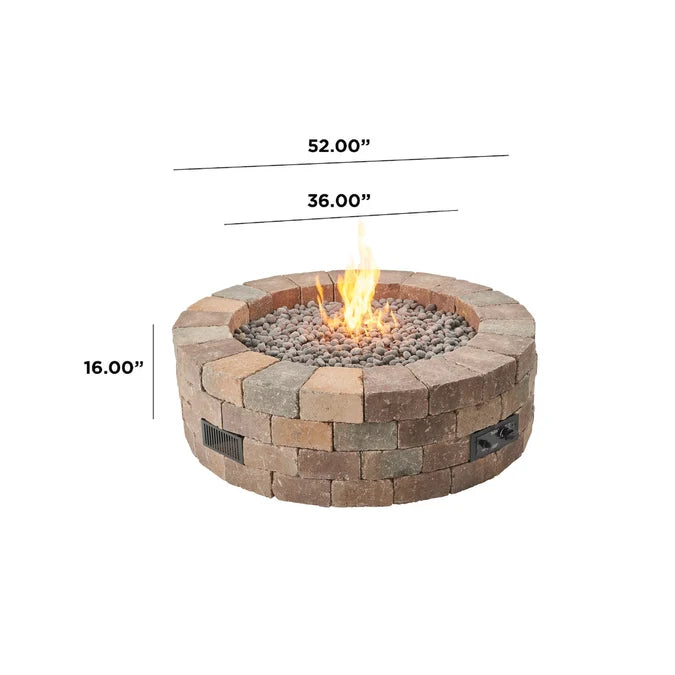 Outdoor GreatRoom Bronson Block 52" Round Gas Fire Pit Kit