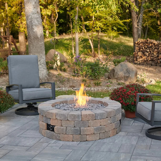 Outdoor GreatRoom Bronson Block 52" Round Gas Fire Pit Kit