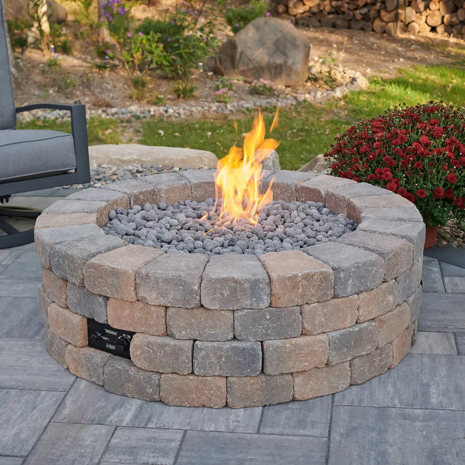 Outdoor GreatRoom Bronson Block 52" Round Gas Fire Pit Kit
