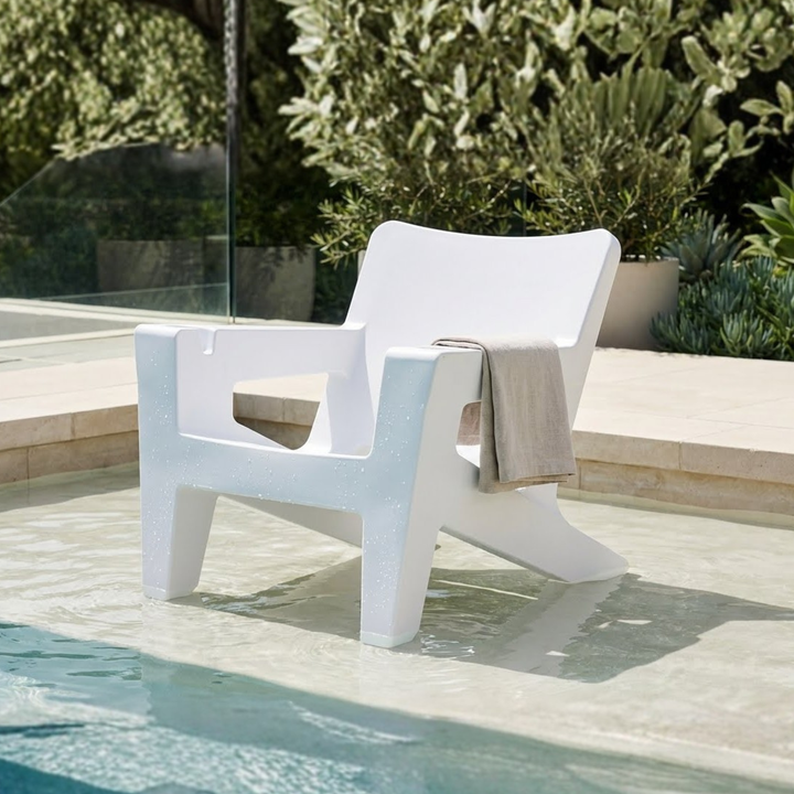 Bask Lounge Chair – Modern Resin Adirondack In-Pool Ledge Chair for Tanning Ledges, Baja Shelves & Outdoor Lounging