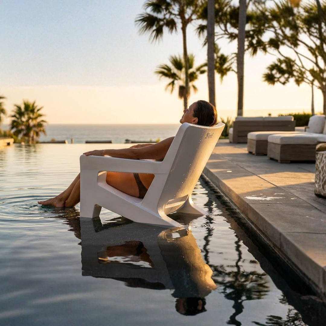 Bask Lounge Chair – Modern Resin Adirondack In-Pool Ledge Chair for Tanning Ledges, Baja Shelves & Outdoor Lounging