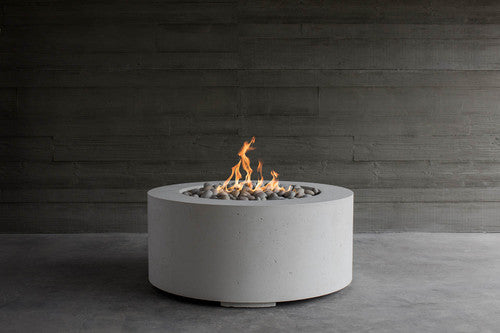 Belmont Round Concrete Gas Fire Pit , Cylindrical Outdoor Fire Feature (36″ DIA × 16″ H)