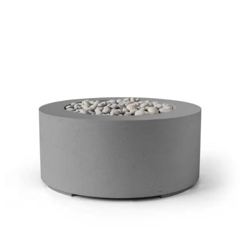 Belmont Round Concrete Gas Fire Pit , Cylindrical Outdoor Fire Feature (36″ DIA × 16″ H)