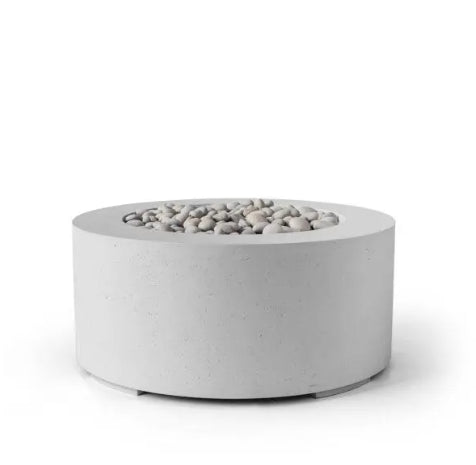 Belmont Round Concrete Gas Fire Pit , Cylindrical Outdoor Fire Feature (36″ DIA × 16″ H)