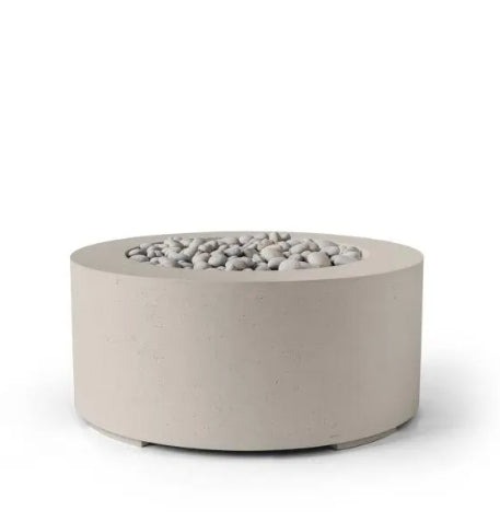 Belmont Round Concrete Gas Fire Pit , Cylindrical Outdoor Fire Feature (36″ DIA × 16″ H)