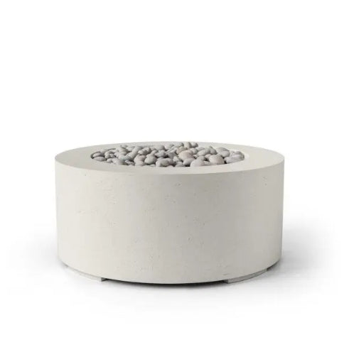 Belmont Round Concrete Gas Fire Pit , Cylindrical Outdoor Fire Feature (36″ DIA × 16″ H)