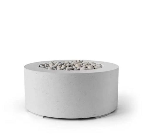 Belmont Round Concrete Gas Fire Pit , Cylindrical Outdoor Fire Feature (36″ DIA × 16″ H)