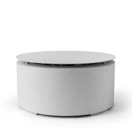 Belmont Round Concrete Gas Fire Pit , Cylindrical Outdoor Fire Feature (36″ DIA × 16″ H)