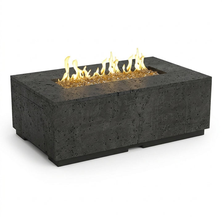 Legend LP Fire Table - 60" x 36" GFRC Outdoor Propane Fire Pit, Coffee-Table Height, 36" Stainless Linear Burner (LP Only, Manual Flame Sensing, Hidden Tank Drawer)