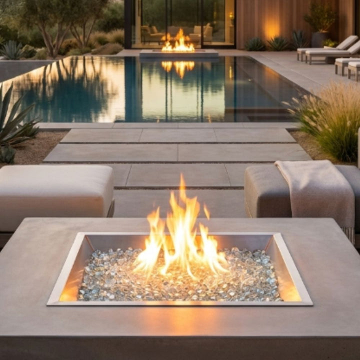 Outdoor Greatroom - 24" x 24" Square Crystal Fire Burner